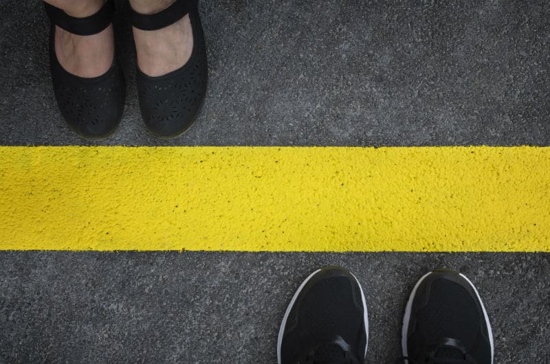 divided by yellow line