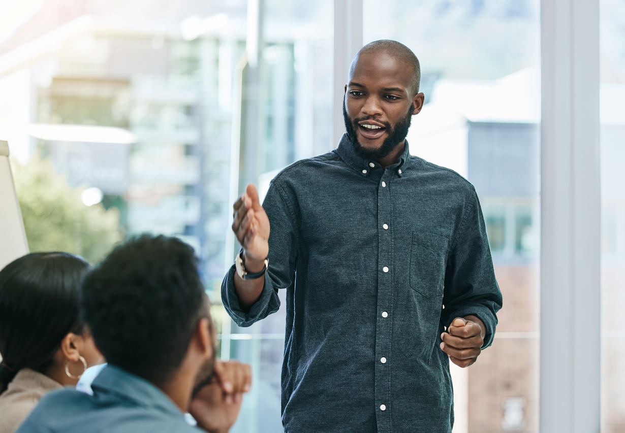 Shot of a businessman giving a presentation during a business meeting