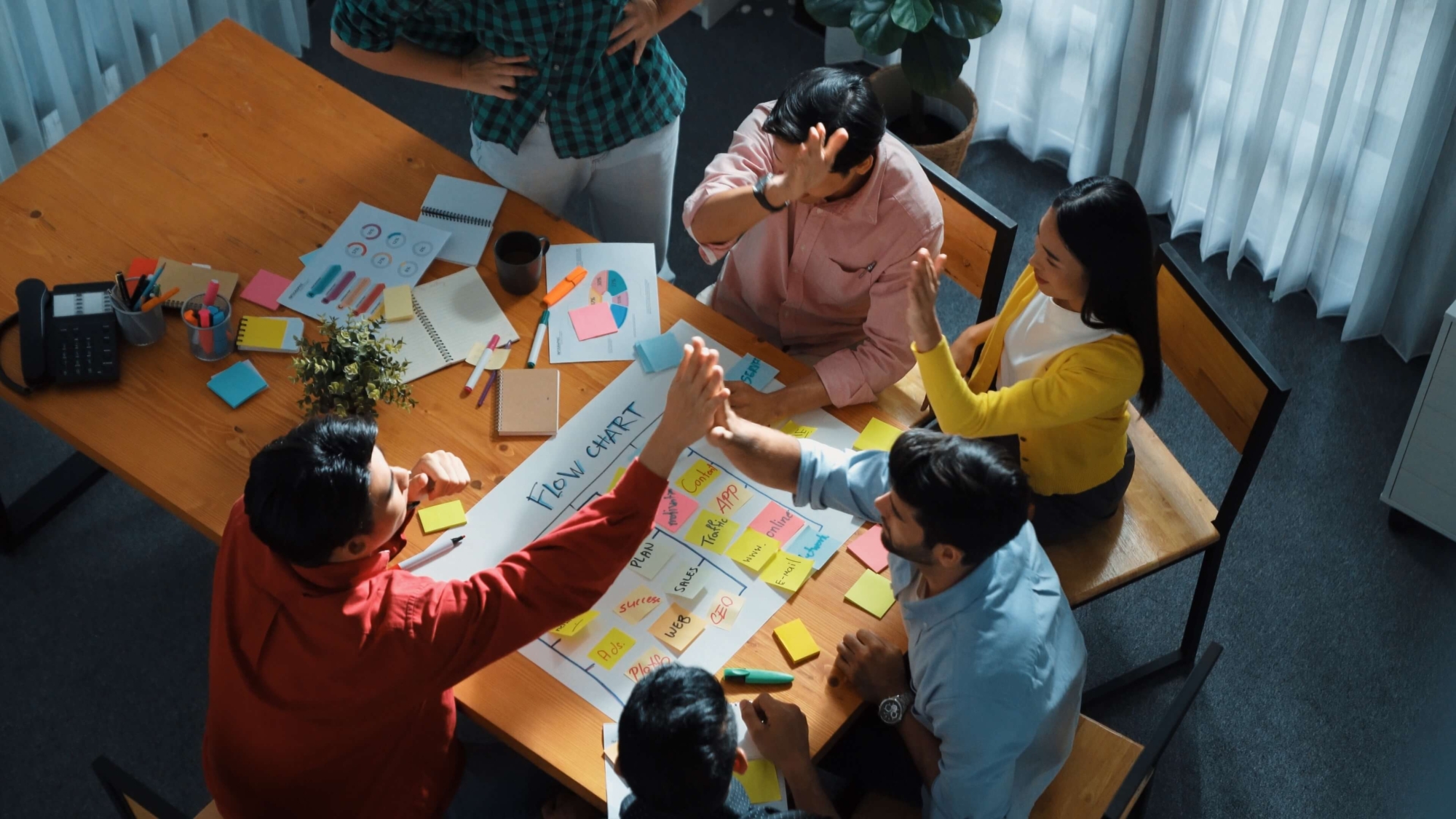 Team collaboration around a table