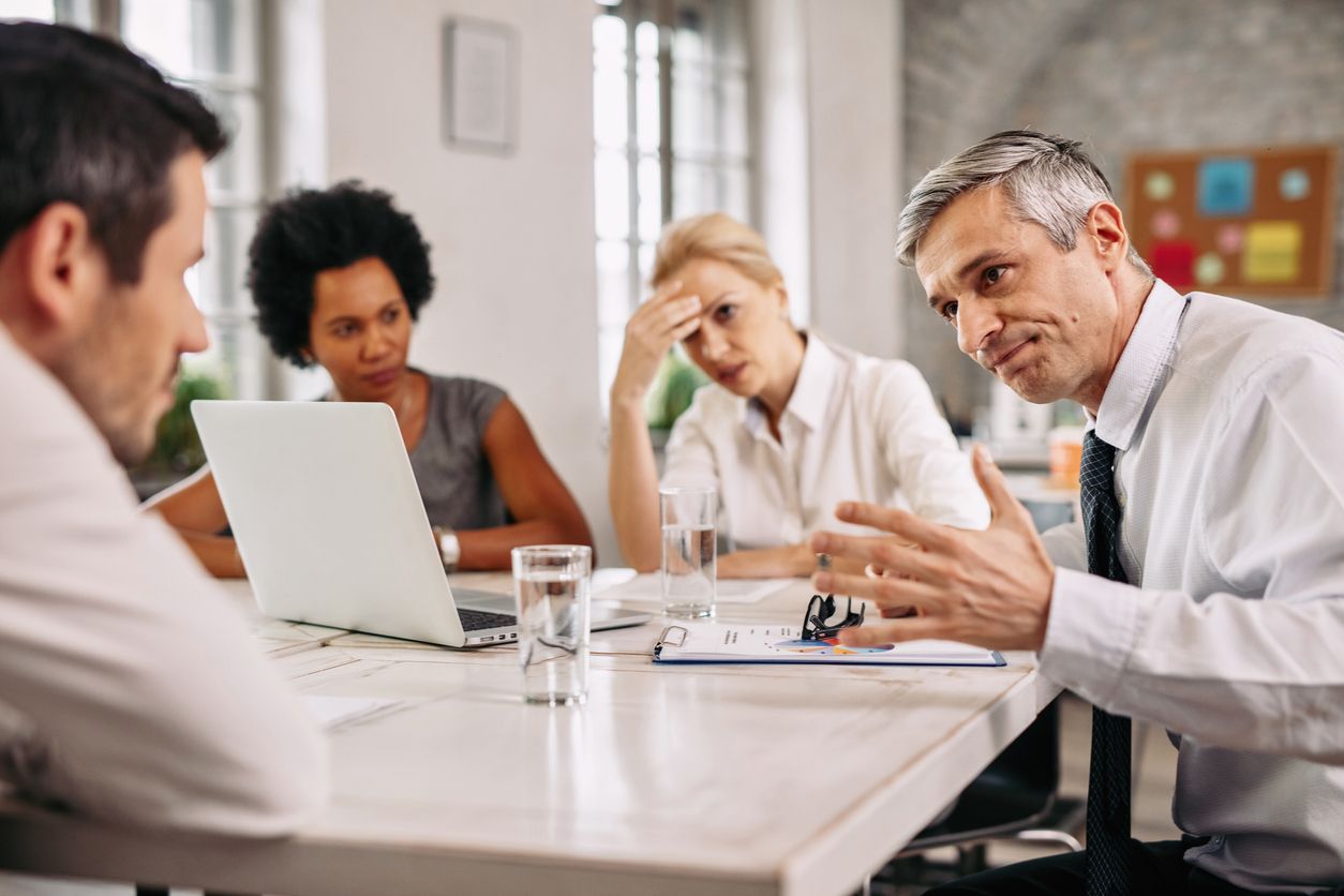 frustrated team in a business meeting