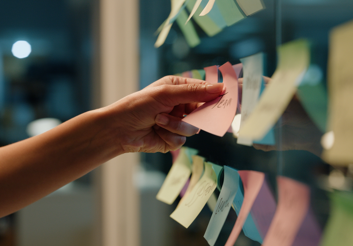 sticky notes on glass
