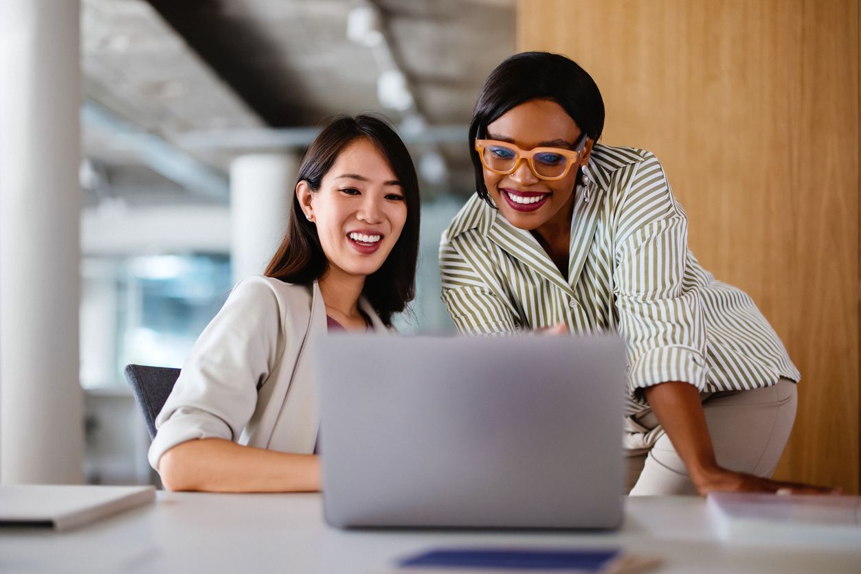 two female coworkers in office